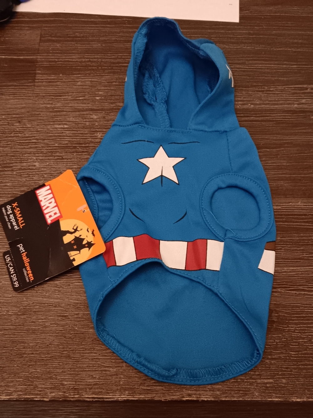 Marvel Blue Captain America Star Pet Hoodie